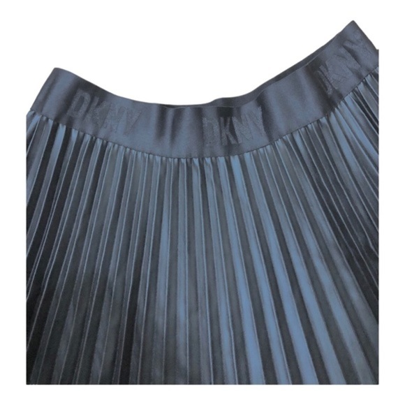 DKNY olive Faux leather accordian Pleats logo waistband Mini Skirt‎ size XL new - Picture 12 of 15